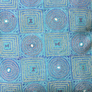 Vintage Teal Sari Cushion Cover