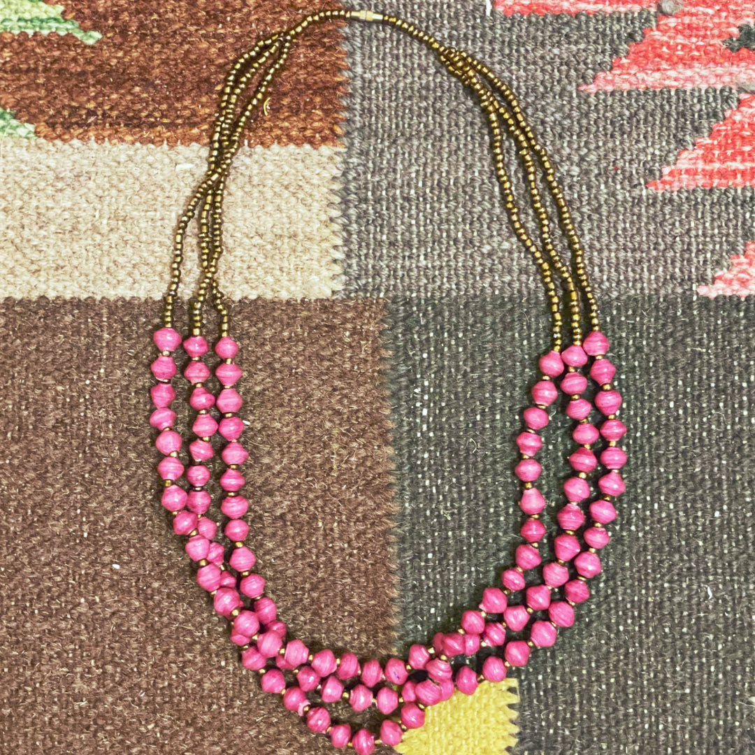 Pink Bead Layered Drape Necklace | maurices