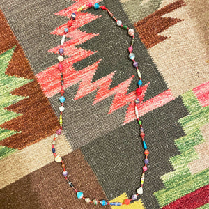 Multicolored paper bead necklace