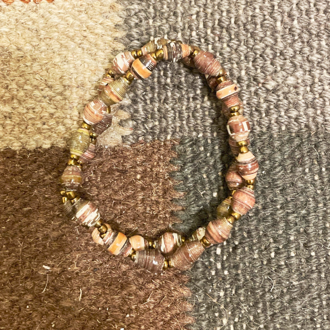 Long paper bead bracelet