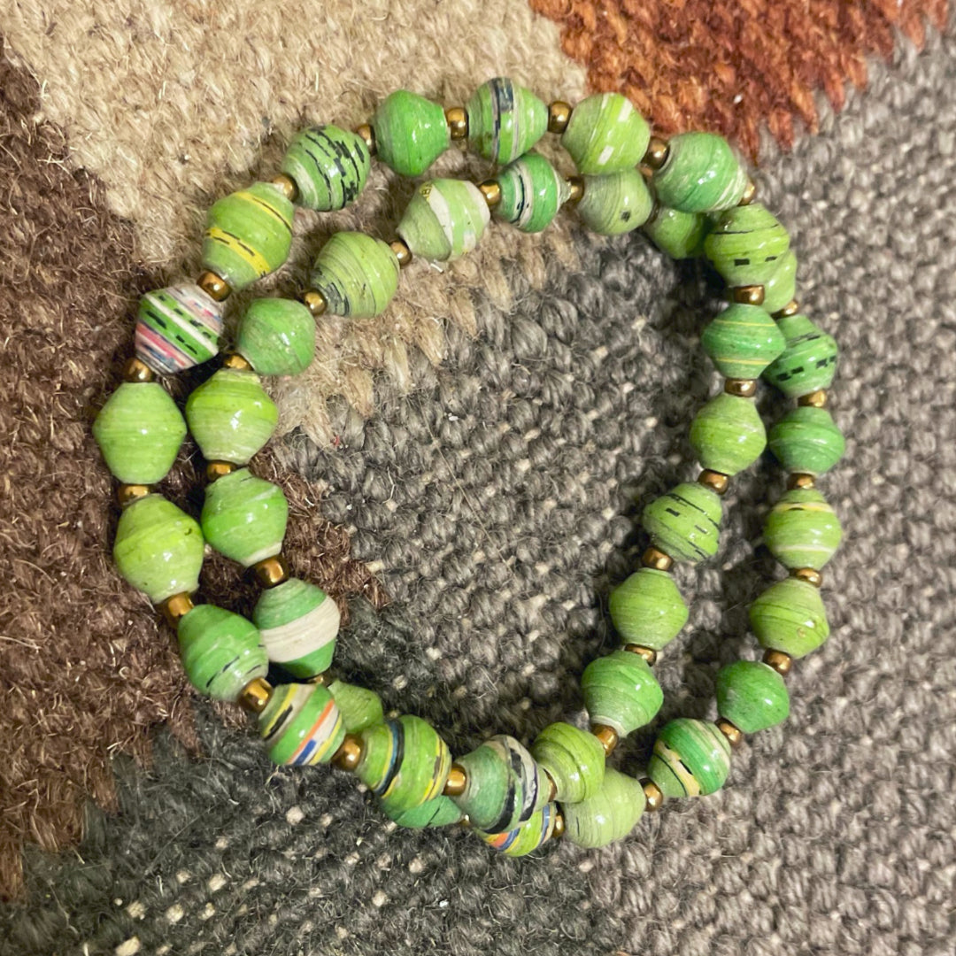 Wholesale / bulk bracelets/ recycled paperbead bracelets/ green