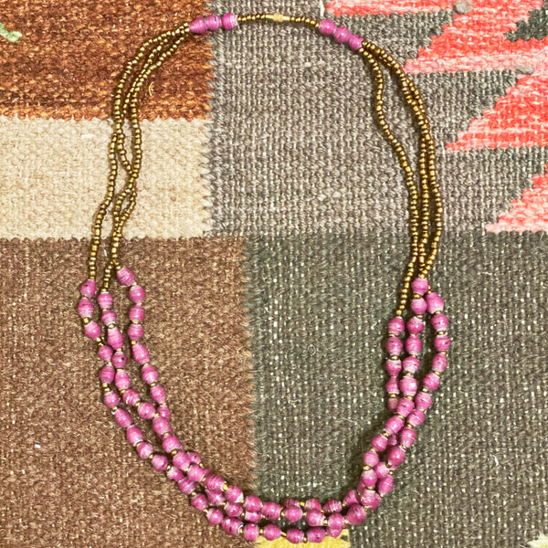 Buy Designer Pink beads and gold beads necklace with back adjustable dori  Online at Low Prices in India - Paytmmall.com