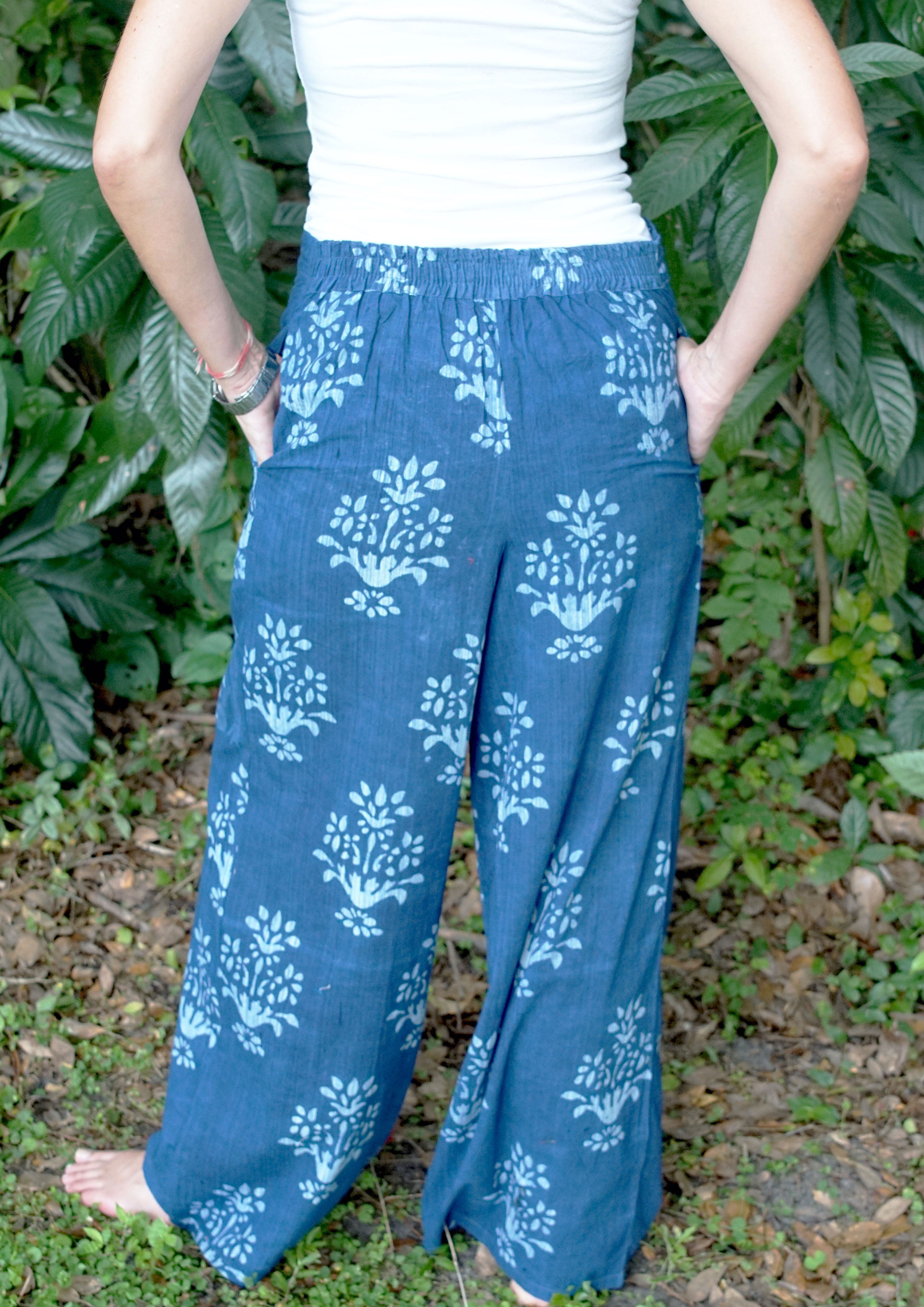 Indian Ethnic Off-White Palazzo Pants Handcrafted Cambric Cotton Trousers |  eBay