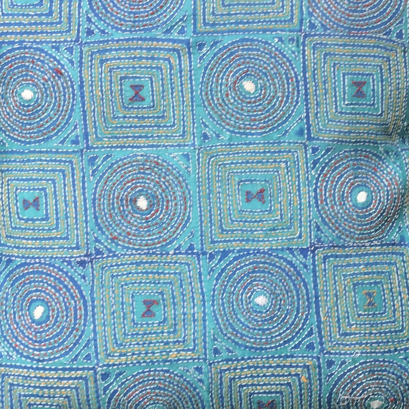 Vintage Teal Sari Cushion Cover