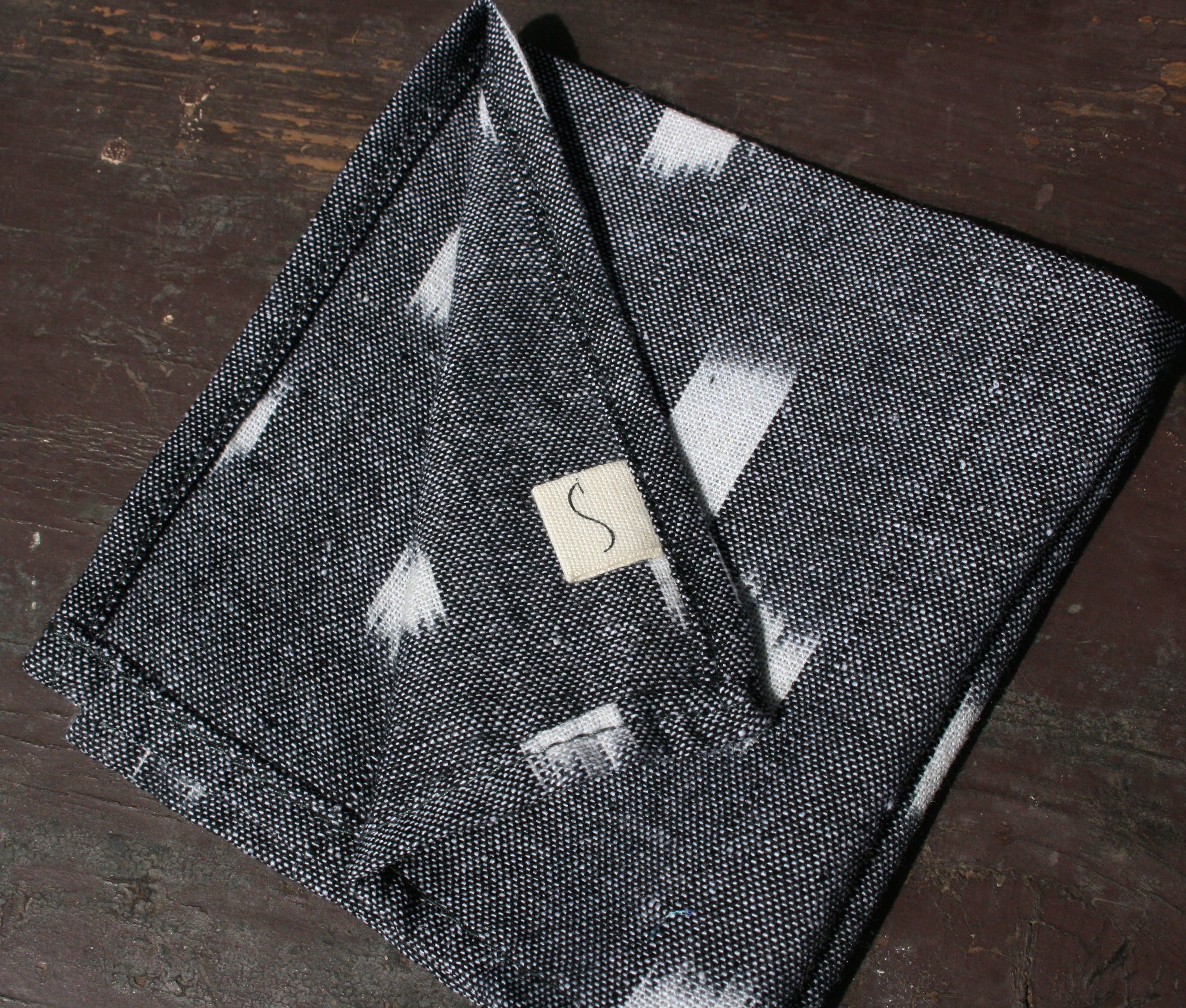Grey Block Ikat Cloth Napkin- Set of 2