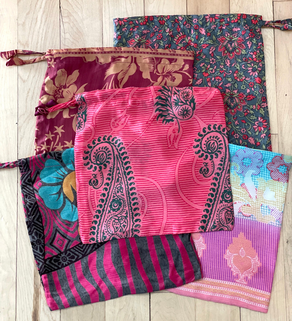 Pink Sari Pouch-Pack of 10