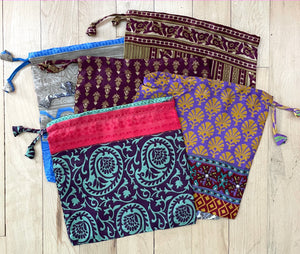 Purple Sari Pouch- Pack of 10